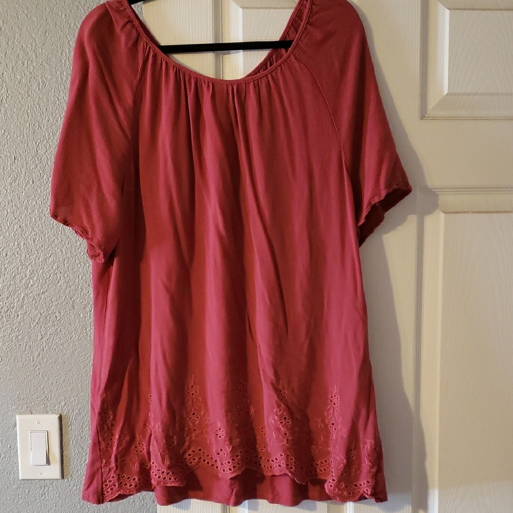 Avenue Dusty Pink Relaxed Smocked Blouse